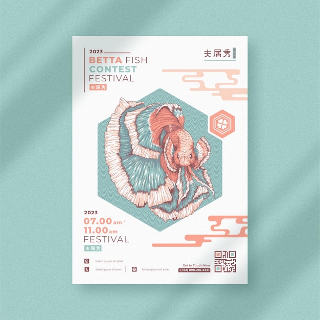 Beautiful betta fish poster template