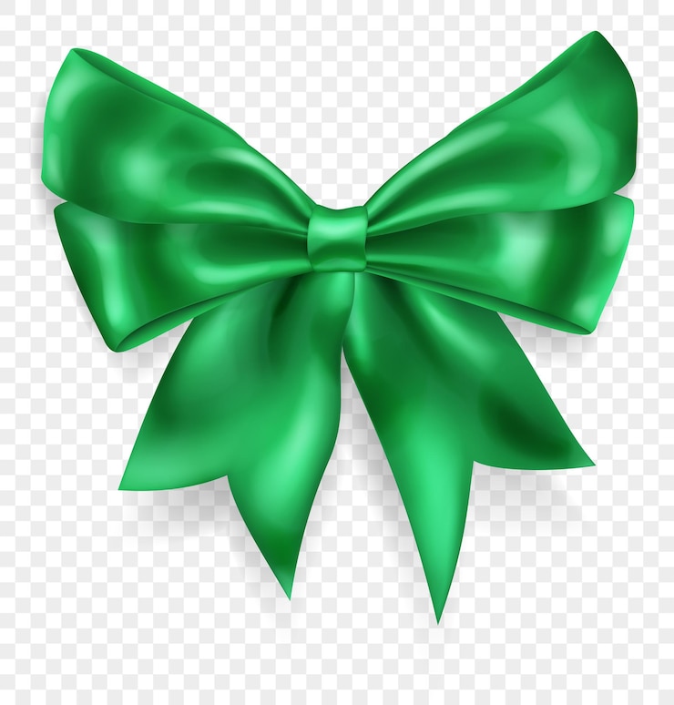 वेक्टर beautiful big bow made of green ribbon with shadow isolated on transparent background