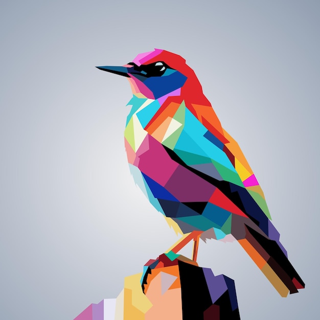 Vector beautiful bird drawn using wpap art style pop art