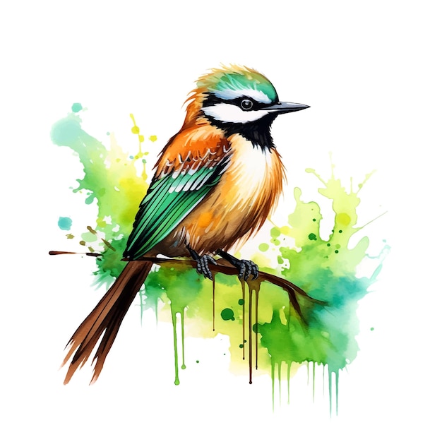 Vector beautiful bird watercolor paint