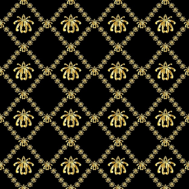 Beautiful black and gold damask pattern