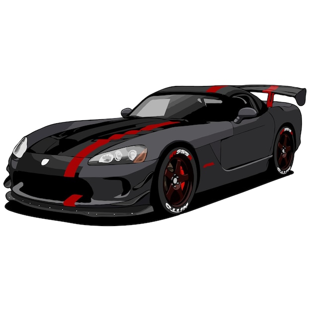 beautiful black racing car drawing