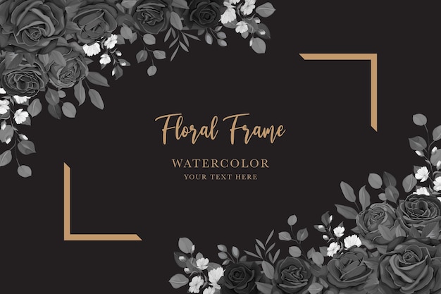 Vector beautiful black roses background and frame design
