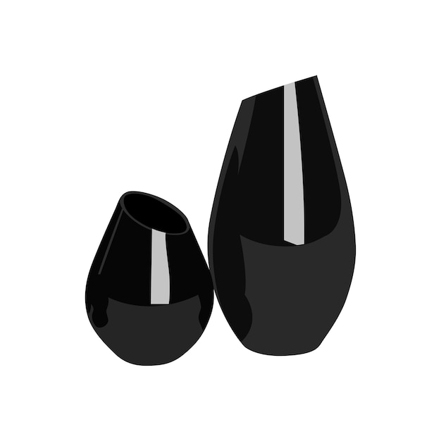 Beautiful black vase, Modern ceramic vases isolated on white background