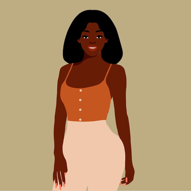 Vector beautiful black woman in elegant art style vector