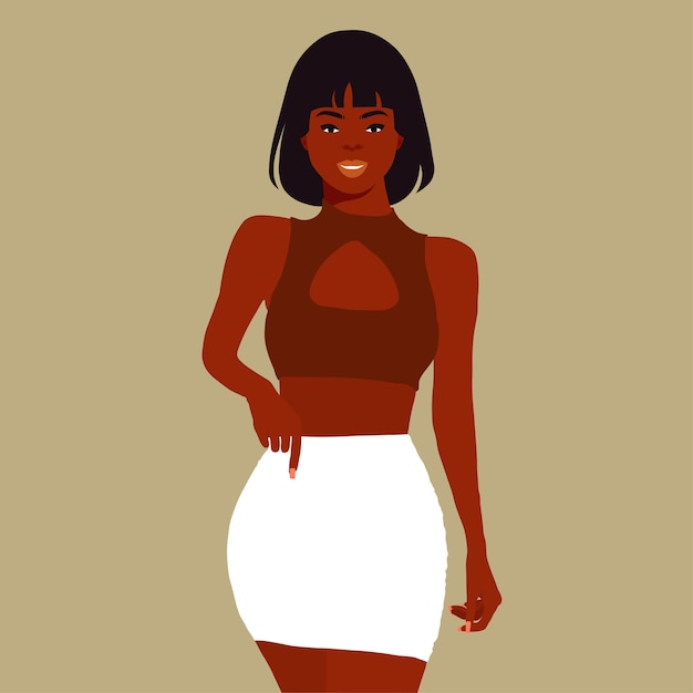 Beautiful black woman in elegant art style vector