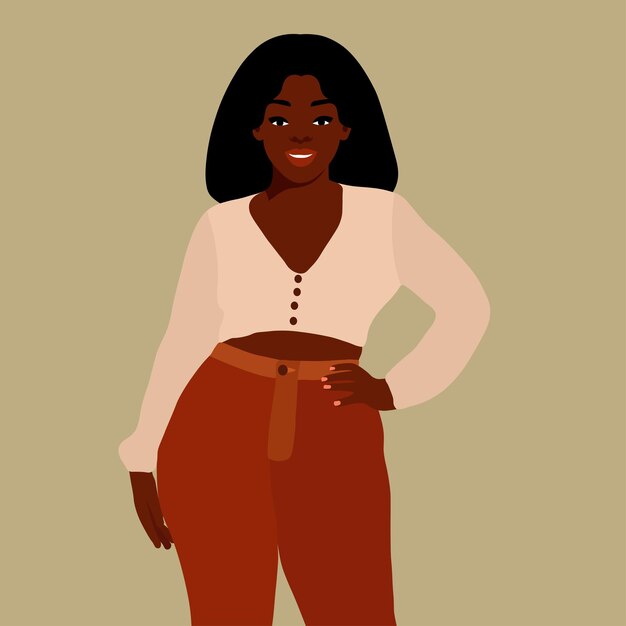 Vector beautiful black woman in elegant art style vector