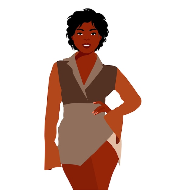 Vector beautiful black woman in elegant art style vector