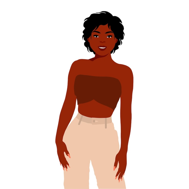 Vector beautiful black woman in elegant art style vector