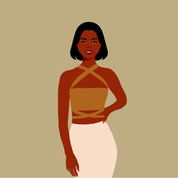 Beautiful black woman in elegant art style vector