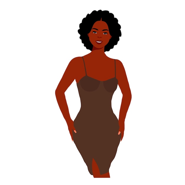 エレガントなアートスタイルのベクトルで美しい黒人女性