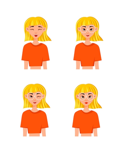 Vector beautiful blondie women with glasses fashion vector design