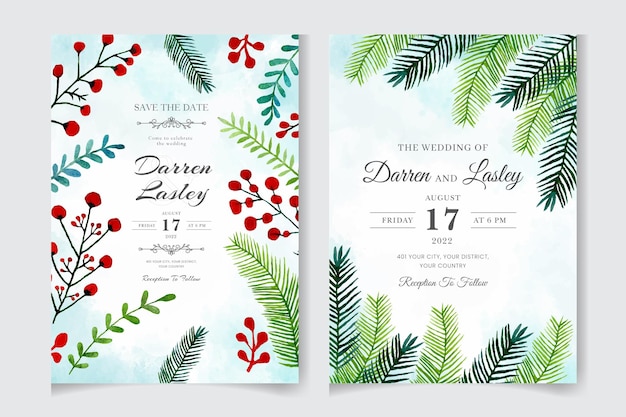 Vector beautiful blooming floral watercolor wedding invitation card with leaves flowers frame frame