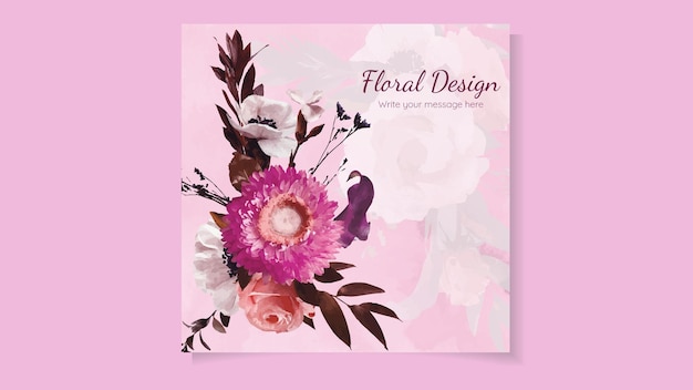 Beautiful blooming flower and leaves ornamental background template