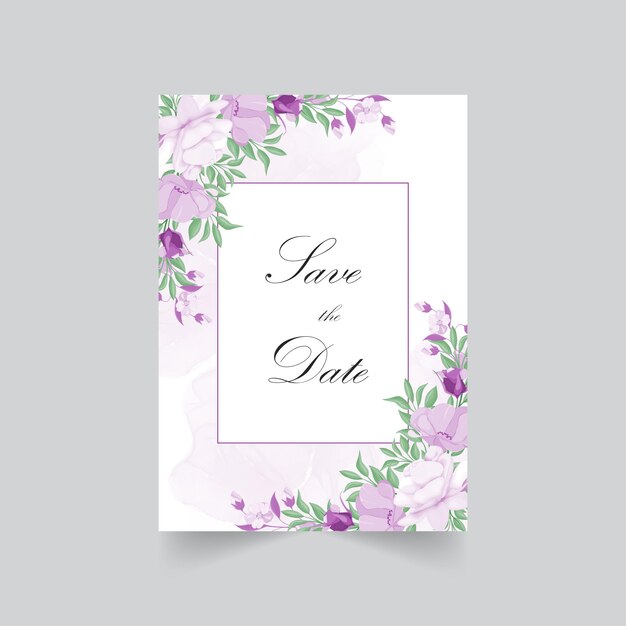 Beautiful blooming flower watercolor wedding invitation card
