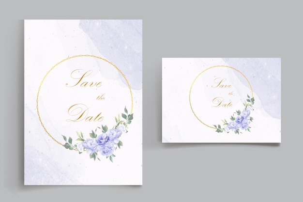 Beautiful blooming flower watercolor wedding invitation card