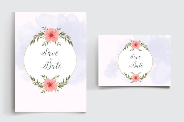 Beautiful blooming flower watercolor wedding invitation card