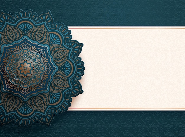 Vector beautiful blue arabesque pattern background with copy space