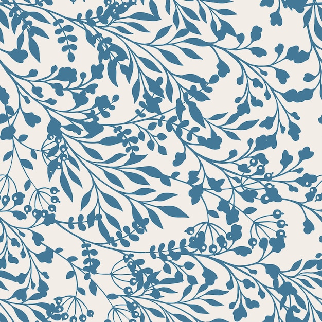 Beautiful blue leaf seamless pattern