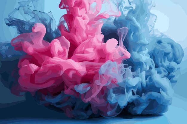 Vector beautiful blue and pink colorful smoke underwater abstract premium background illustration design