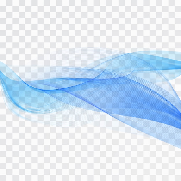 Vector beautiful blue wave transparent background