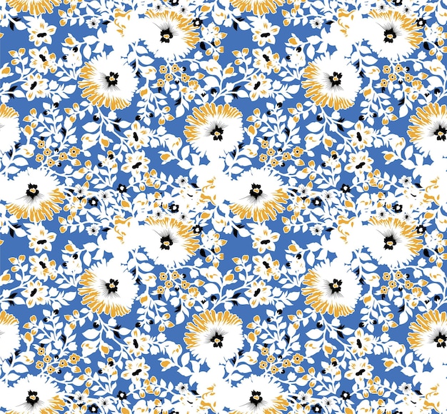 美しい青と白の花のパターン