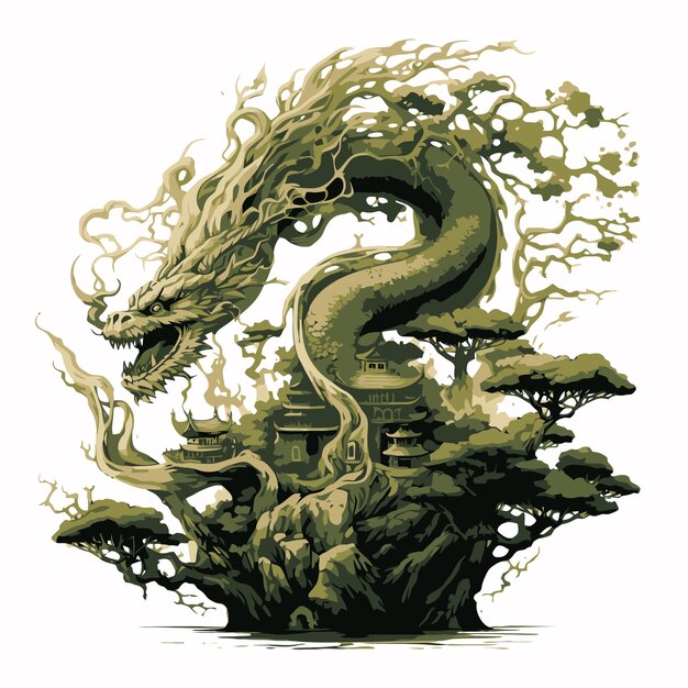 Vector beautiful bonsai illustration