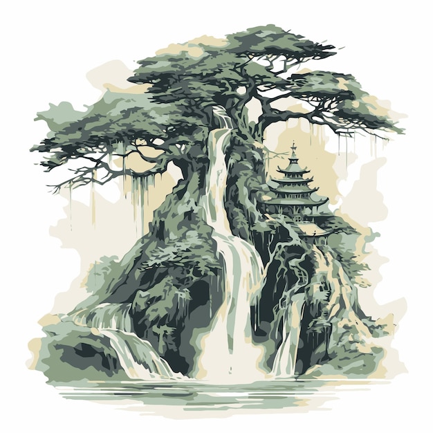 Vector beautiful bonsai illustration