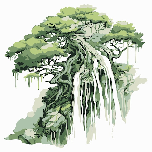 Vettore bella illustrazione dei bonsai