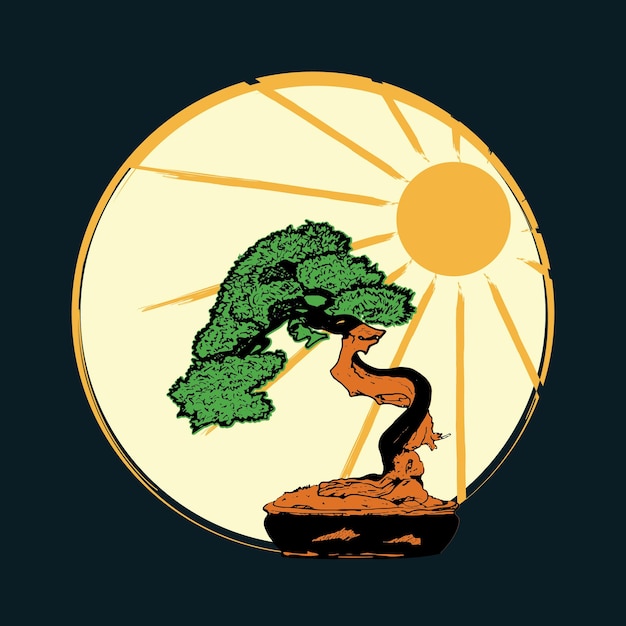 Beautiful bonsai tree illustration