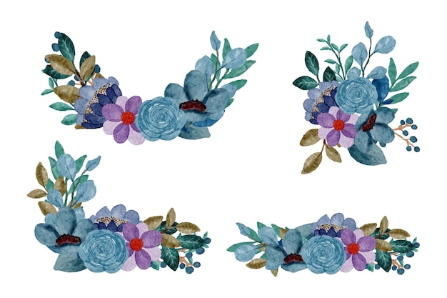 Vector beautiful bouquet of flowers and leave for decoration in water colors style