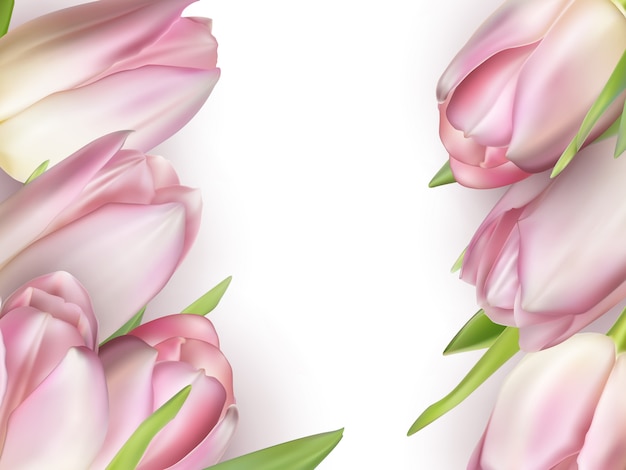 Vector beautiful bouquet of pink tulips.