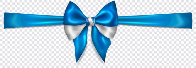 Beautiful bow in colors of Greece flag with horizontal ribbon with shadow on transparent background Transparency only in vector format