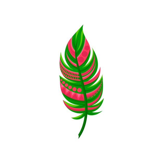 Beautiful bright abstract pink and green feather vector illustration on a black background