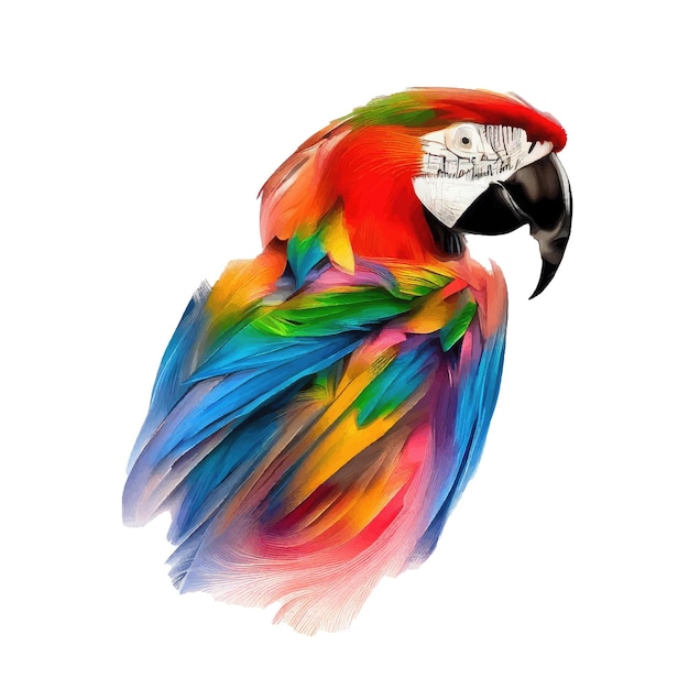 Красивый яркий попугай ара акварельными штрихами Дизайн шаблона для упаковки вывесок баннера
