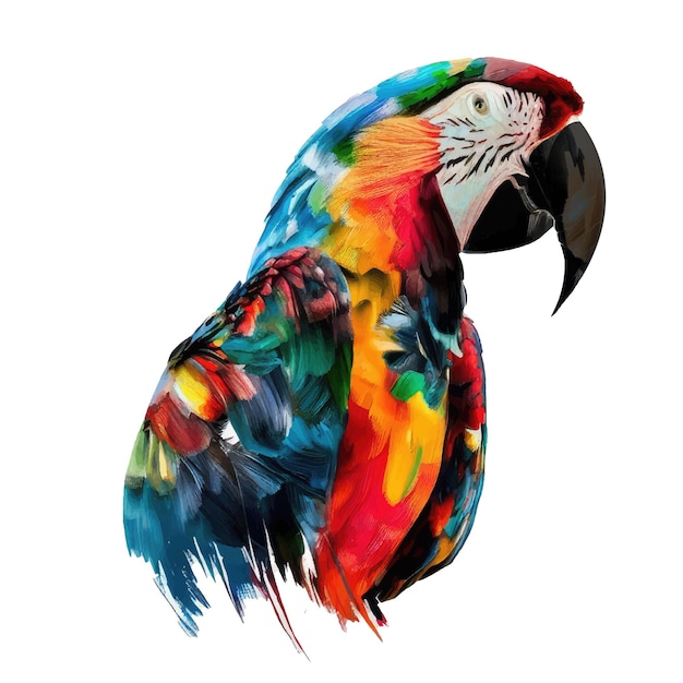 Beautiful bright ara parrot in watercolor strokes Design template for packaging signage banner