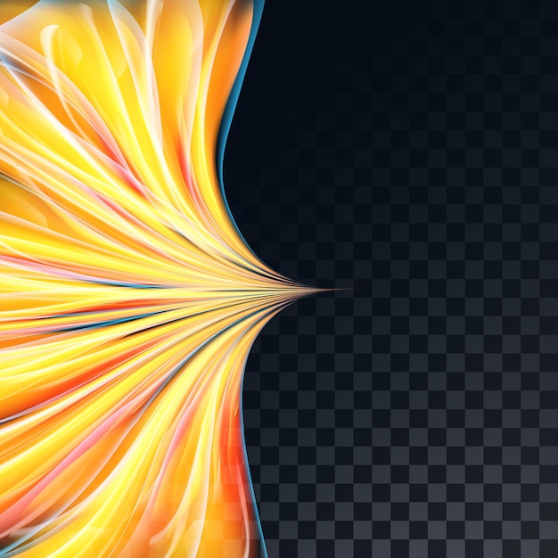 Vector beautiful brilliant abstract energy magic electric waves of a line curved fiery transparent