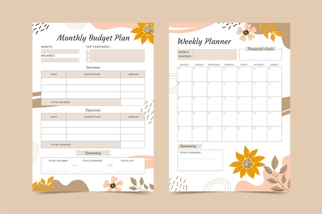 Vector beautiful budget planner template