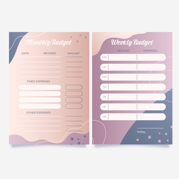 Vector beautiful budget planner template