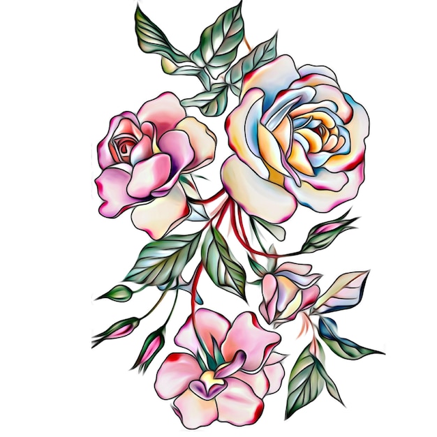 Beautiful bunch floral set vector illustration