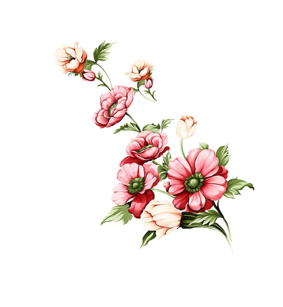 Beautiful bunch floral set vector illustration