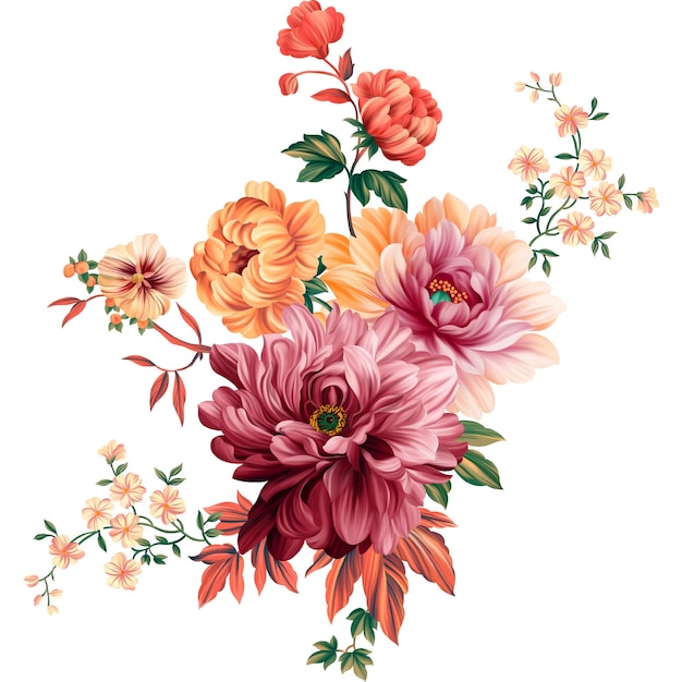 Beautiful bunch floral set vector illustration