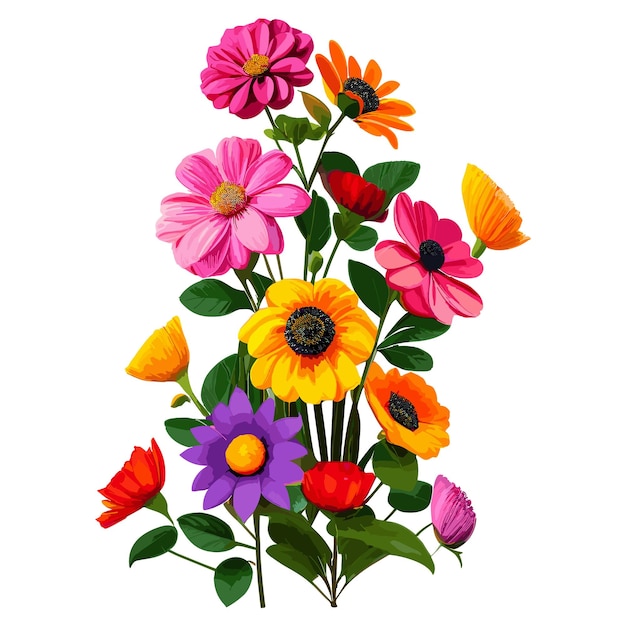 Beautiful bunch floral set vector illustration