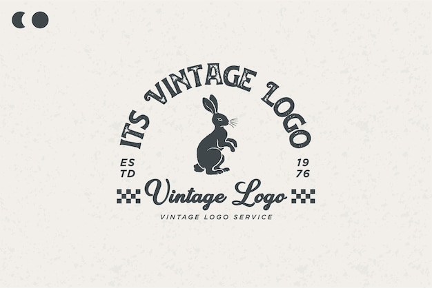 Vector beautiful bunny logo design classic style