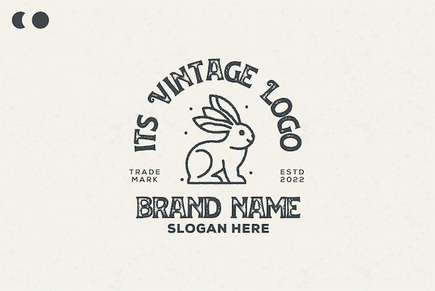 Beautiful bunny logo design retro composition classic style