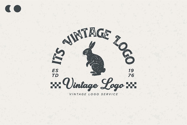 Vector beautiful bunny logo design vintage template classic style