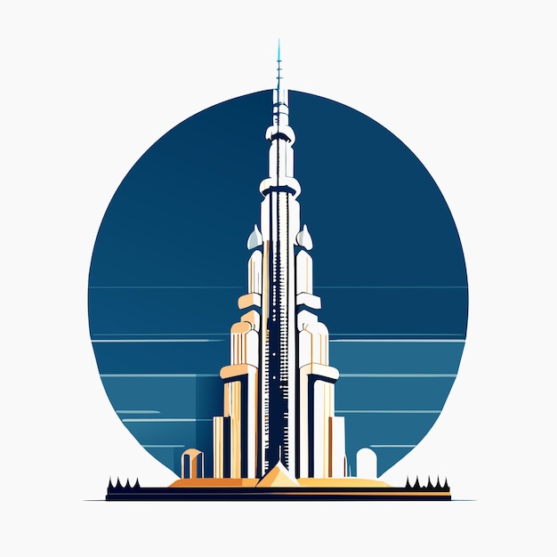 Vettore bellissimo burj khalifa bianco isolato