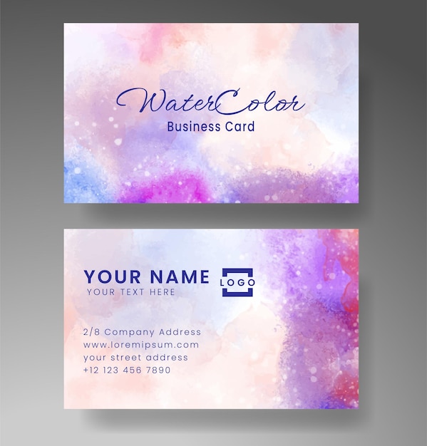 Beautiful business card template with watercolor