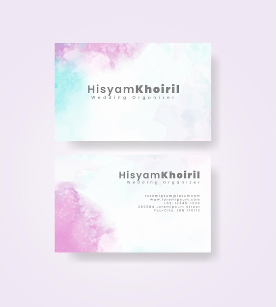 beautiful business card template with watercolor