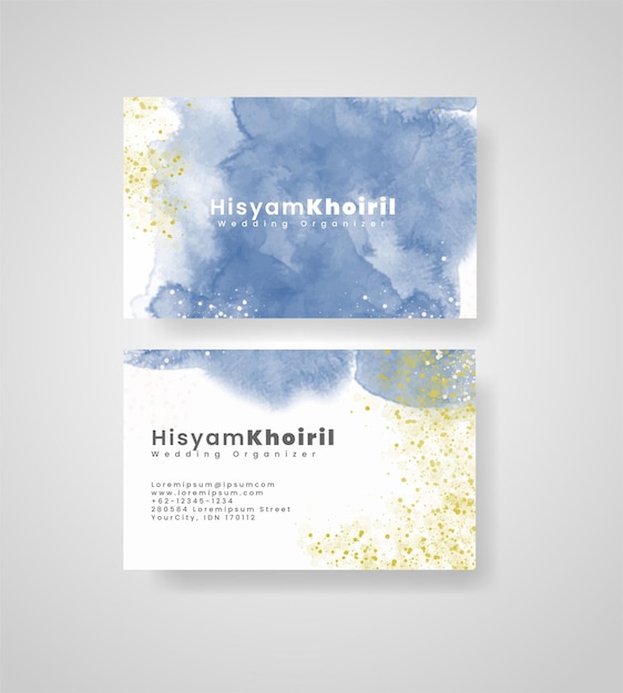 Vector beautiful business card template with watercolor